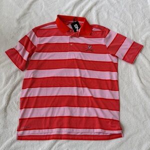 NWT Ping Large Virginia Cavaliers Golf Polo Orange Stripe Modern Fit Performance